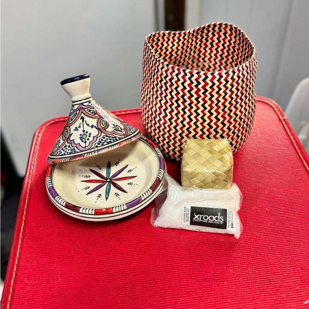 Multicolor Ceramic and Woven Home Accent Set